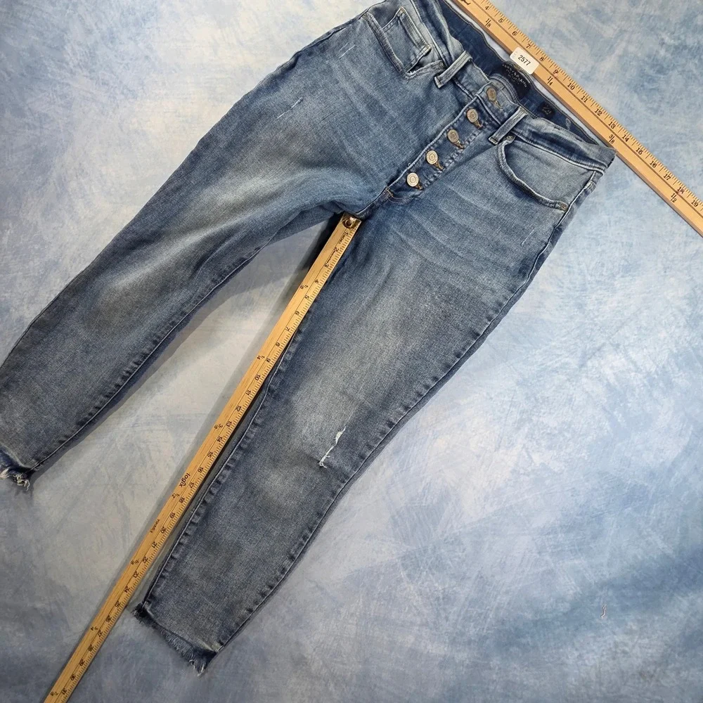 Lucky Brand Womens High Rise Skinny Ankle Jeans Button Fly Raw Hem Blue Sz 10/30